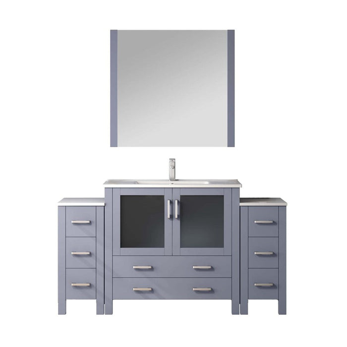 Lexora Home Volez Bath Vanity with Ceramic Countertop, Side Cabinet and Faucet