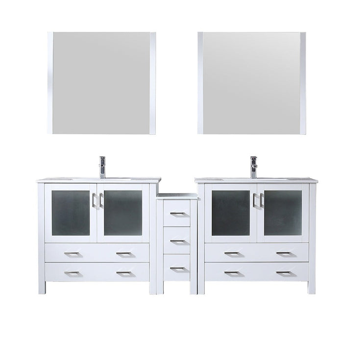 Lexora Home Volez Bath Vanity with Ceramic Countertop, Side Cabinet and Faucet