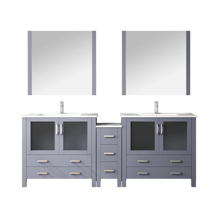 Lexora Home Volez Bath Vanity with Ceramic Countertop, Side Cabinet and Faucet