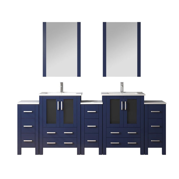 Lexora Home Volez Bath Vanity with Ceramic Countertop, Side Cabinet and Faucet