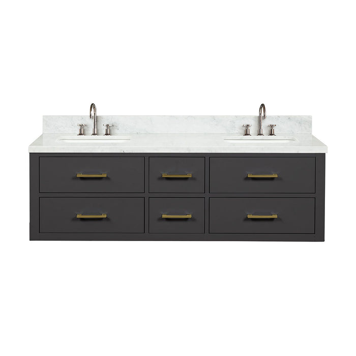 Lexora Home Castor Double Bath Vanity with Carrara Marble Countertop