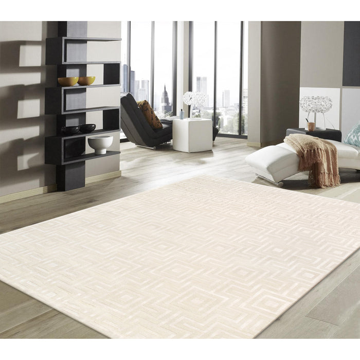 Pasargad Home Edgy Collection Hand-Tufted Ivory BSilk & Wool Area Rug- 8' 9" X 11' 9" pvny-24 9x12