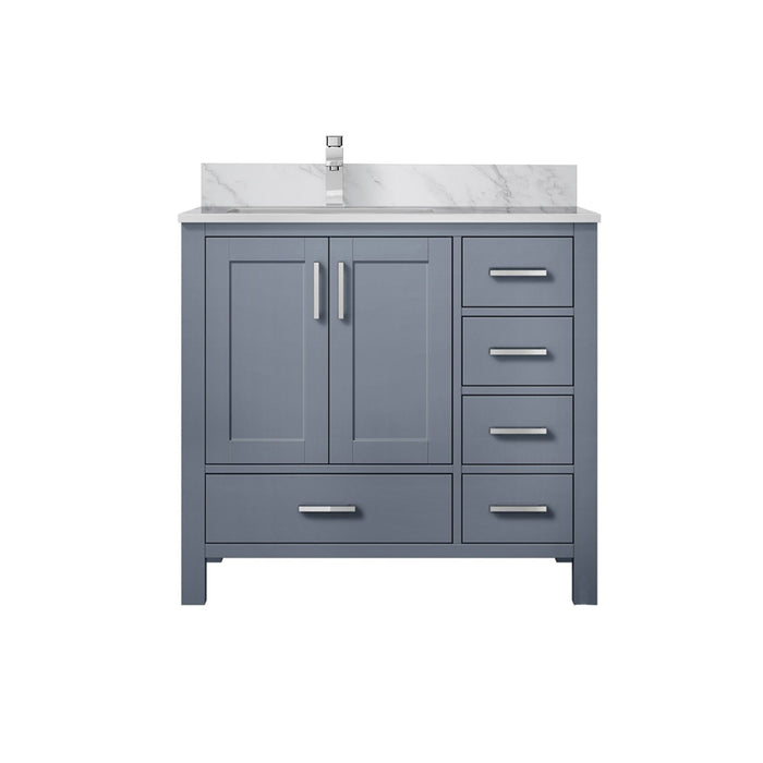 Lexora Home Jacques 36" Bath Vanity with Carrara Marble Countertop