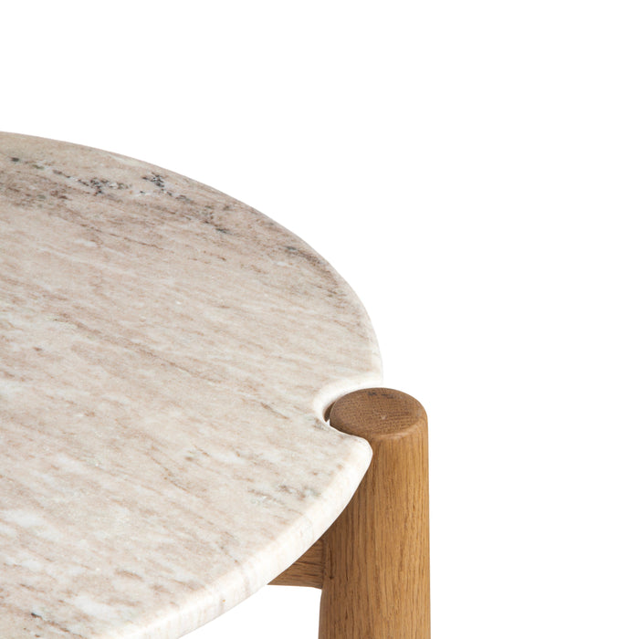 Union Home Carver Marble Side Table - Morchana Brown LVR01001