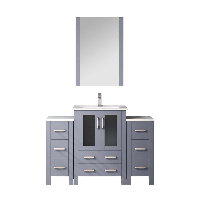 Lexora Home Volez Bath Vanity with Ceramic Countertop, Side Cabinet and Faucet