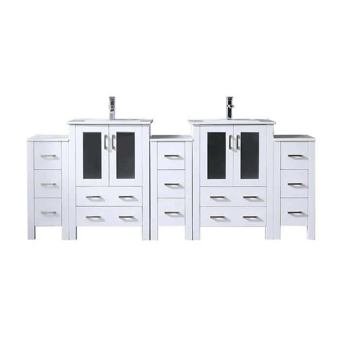 Lexora Home Volez Bath Vanity with Ceramic Countertop, Side Cabinet and Faucet