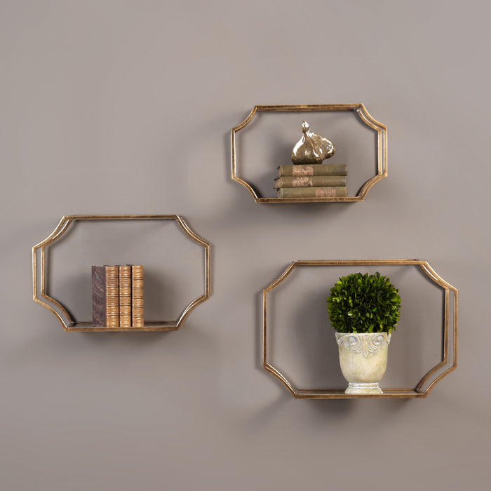 Uttermost Lindee Gold Wall Shelves S/3 04048