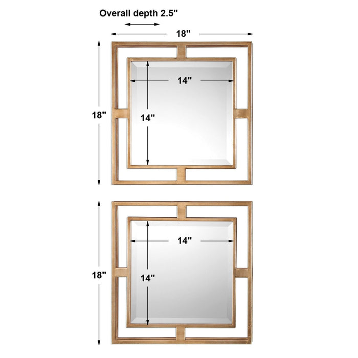 Uttermost Allick Gold Square Mirrors S/2 9234