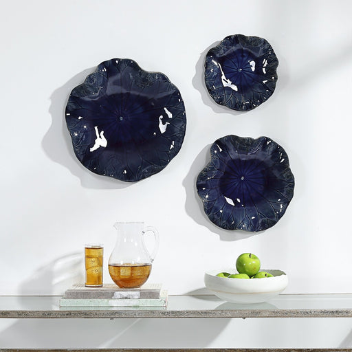 Uttermost Abella Blue Ceramic Wall Decor, S/3 04253