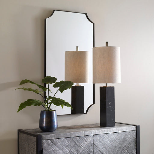 Uttermost Lennox Black Scalloped Corner Mirror 9709