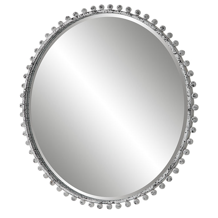 Uttermost Taza Aged White Round Mirror 9770