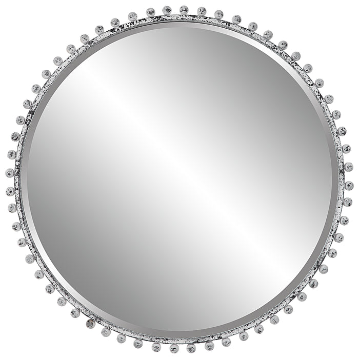 Uttermost Taza Aged White Round Mirror 9770