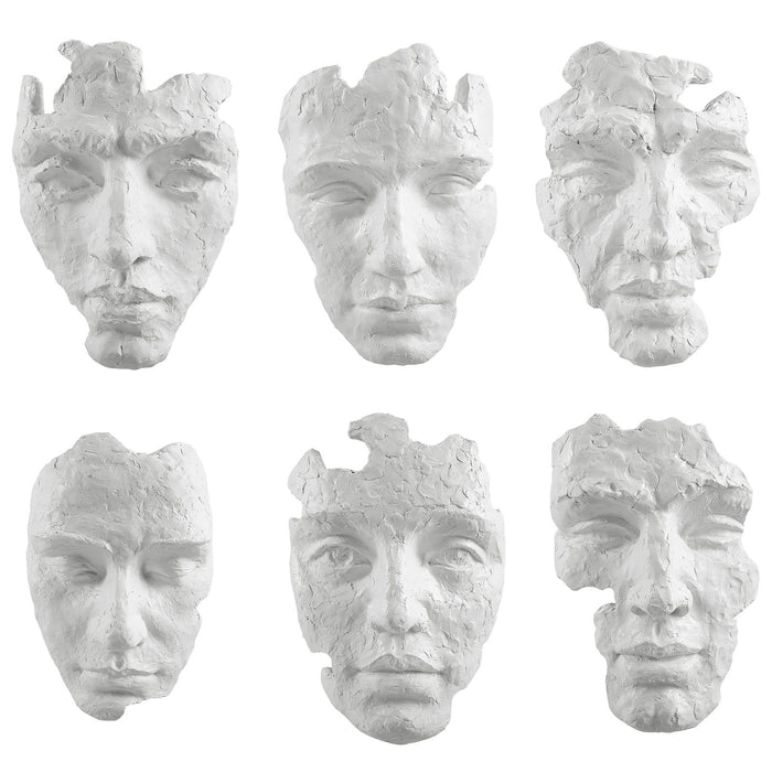 Uttermost Self-Portrait White Mask Wall Decor, Set/6