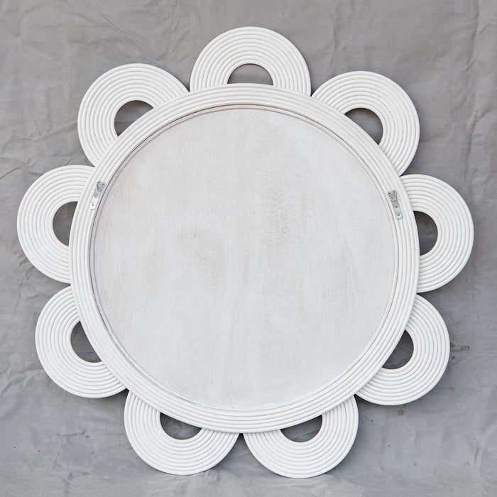 Uttermost Clematis White Rattan Round Mirror