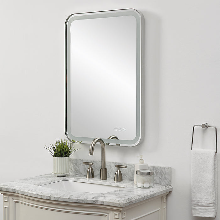 Uttermost Crofton Lighted Nickel Vanity Mirror