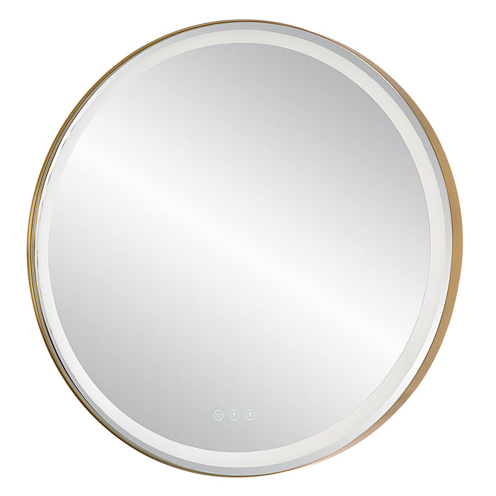 Uttermost Crofton Lighted Brass Round Mirror 09947