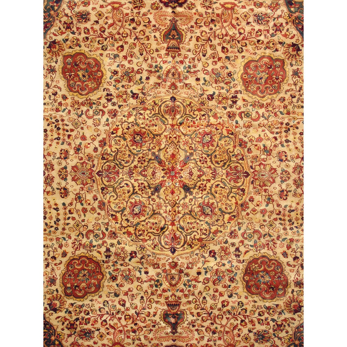 Pasargad Home Agra Collection Hand-Knotted Lamb's Wool Area Rug-10' 0" X 10' 4" , Beige PH-260 10X10