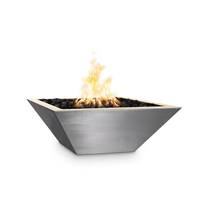 The Outdoor Plus 36" Maya Square Stainless Steel Fire Bowl | Match Lit with Flame Sense
