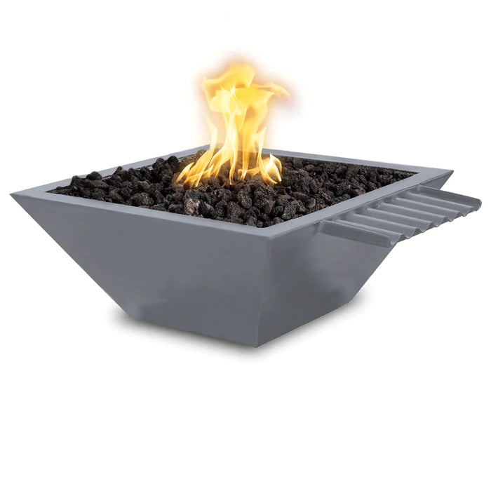 The Outdoor Plus 24" Maya Powder Coated Fire & Water Bowl Wave Scupper | Match Lit with Flame Sense