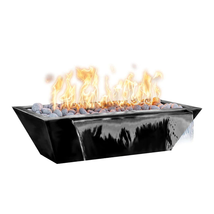 The Outdoor Plus 48" x 20" Linear Maya Powder Coat Fire and Water Bowl | Match Lit