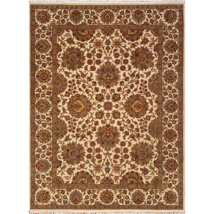 Pasargad Home Agra Collection Hand Knotted Lamb's Wool Area Rug- 8'11" X 12' 0", Ivory HS-145 IVORY 9X12