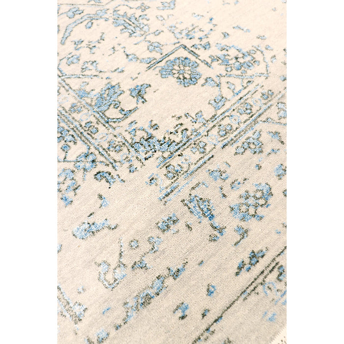 Pasargad Home Transitional Collection Hand Knotted Bsilk & Wool Area Rug, 5' 9" X 9' 0", Silver/L. Blue pdc-1866 6x9