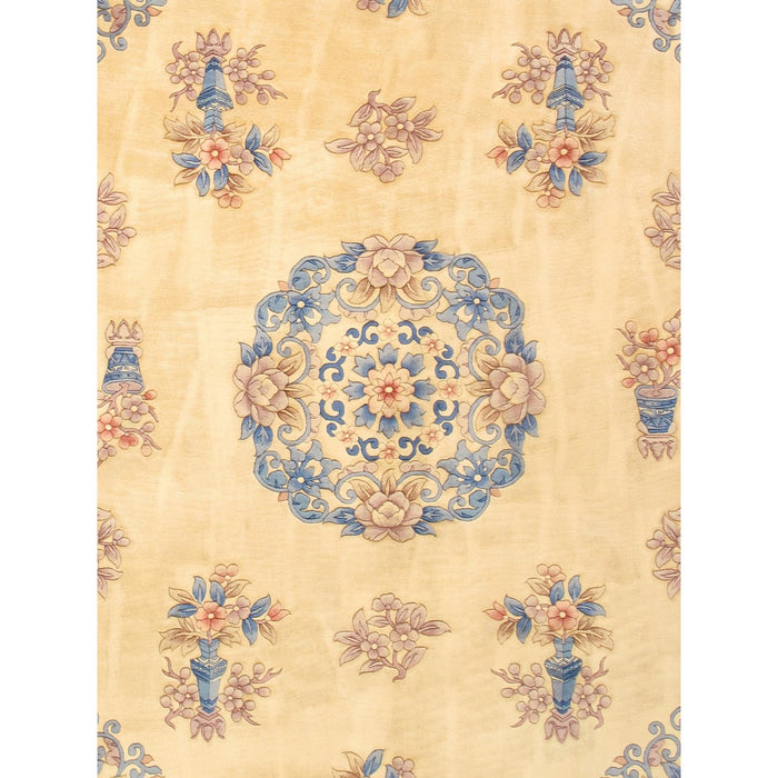 Pasargad Home Art Deco Collection Hand-Knotted Ivory Wool Area Rug- 8'10" X 11'10" 97895 9x12
