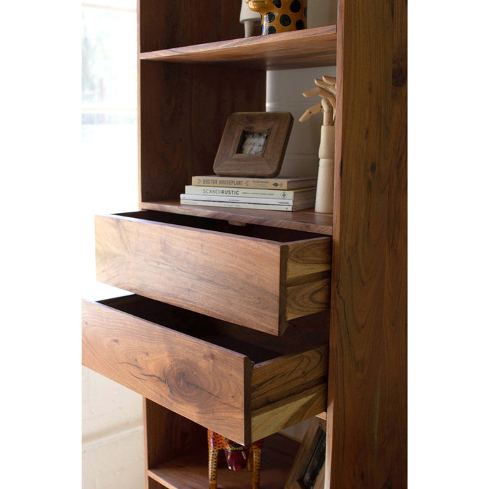 Kalalou Tall Acacia Wood Cabinet With Two Drawers