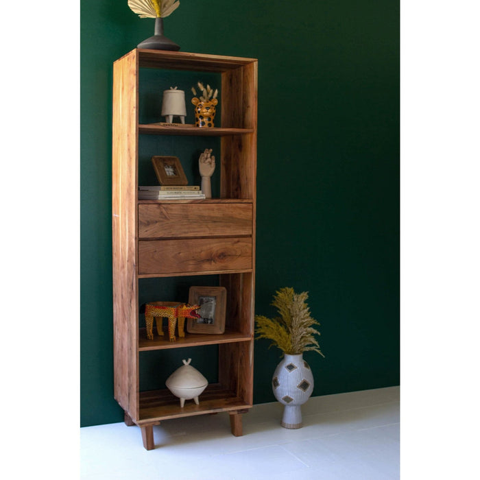 Kalalou Tall Acacia Wood Cabinet With Two Drawers