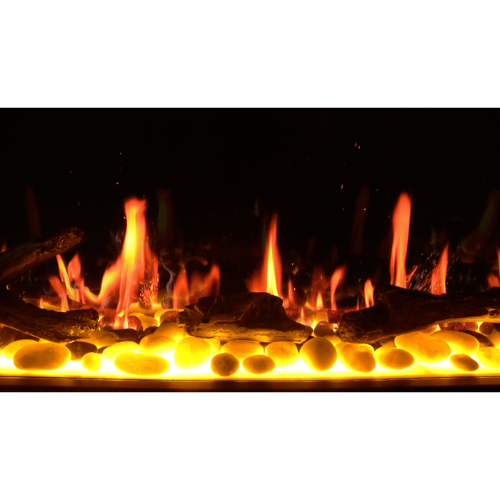 Litedeer Homes Gloria II 68" Smart Electric Fireplace with App Driftwood Log & River Rock - Silver