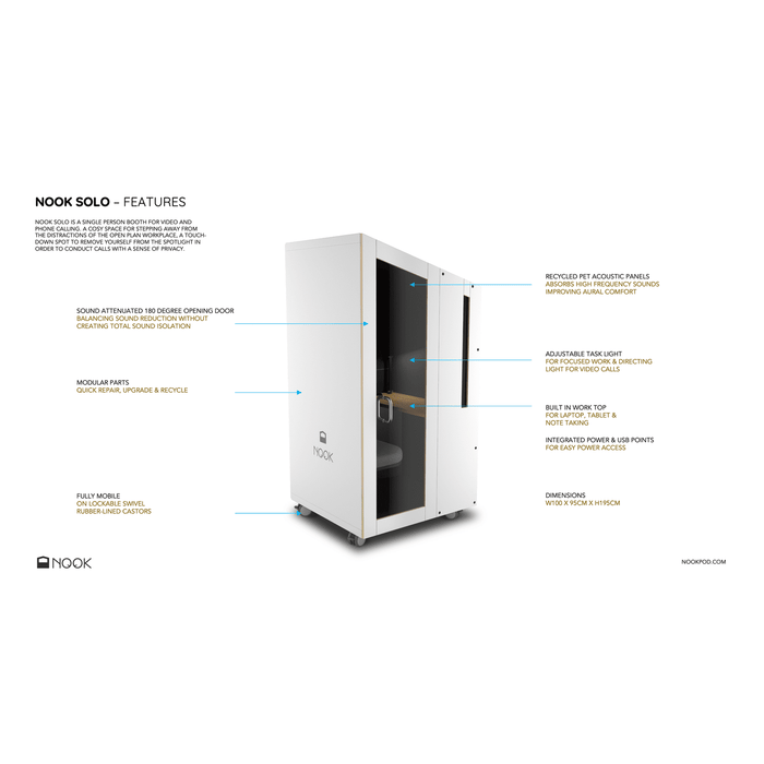Nook Solo Quiet Office Huddle Meeting Pod