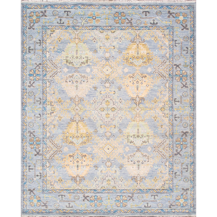Pasargad Home Oushak Collection Hand-Knotted Wool L. Blue Area Rug- 8' 1" X 9' 9" PRE-10073 8X10