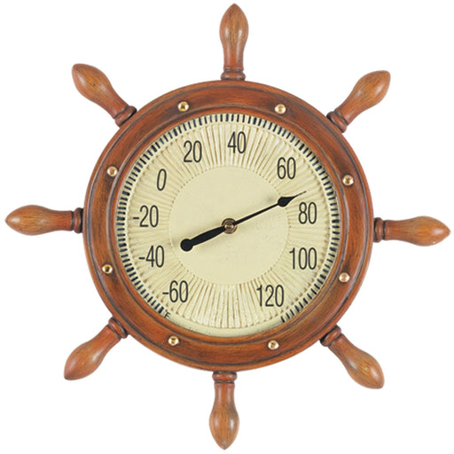 RAM Outdoor Décor 16" W Captains Wheel Thermometer ODR290