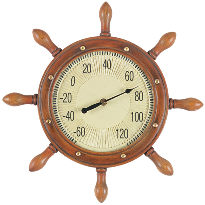 RAM Outdoor Décor 16" W Captains Wheel Thermometer ODR290