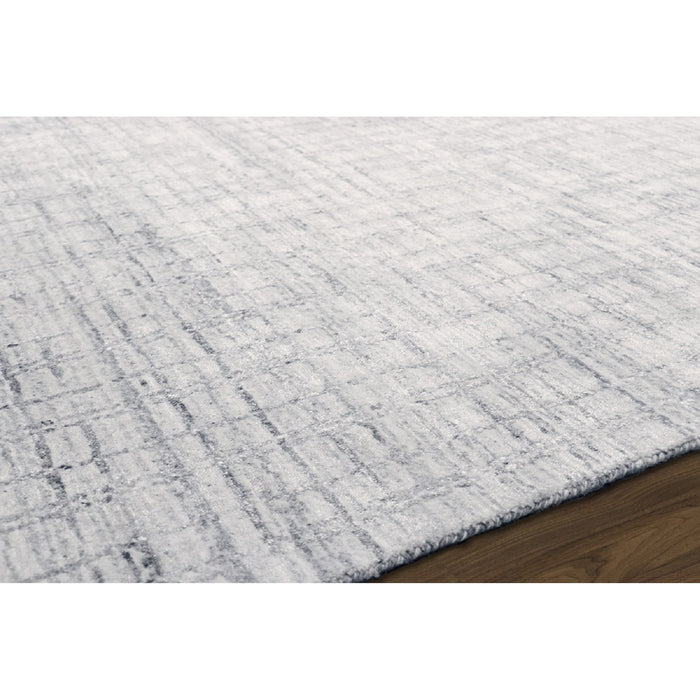 Pasargad Home Slate Collection Hand-Loomed Ivory/Silver Bsilk & Wool Area Rug- 6' 0" X 9' 0" pbfe-04 6x9