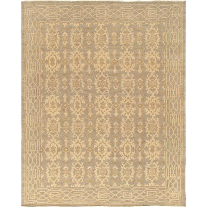 Pasargad Home Azerbaijan Collection Hand-Knotted Lamb's Wool Area Rug-10' 4" X 14' 4", L. Gray PARP-002 10X14
