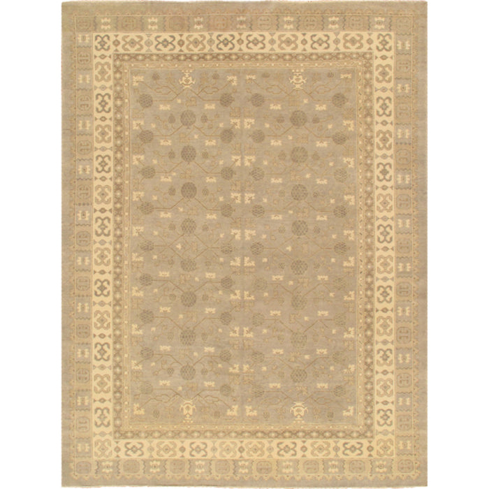 Pasargad Home Azerbaijan Collection Hand-Knotted Lamb's Wool Area Rug- 9' 3" X 12' 6", L. Gray PARP-003A 9X13