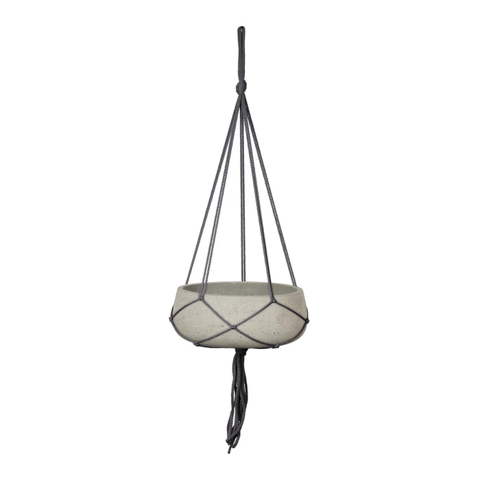 LH Imports Circular Small Hanging Pot With Netting - Cement Grey PAT021-S