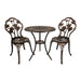 Hibiscus 3-Piece Outdoor Bistro Set for Patio, Antique Bronze