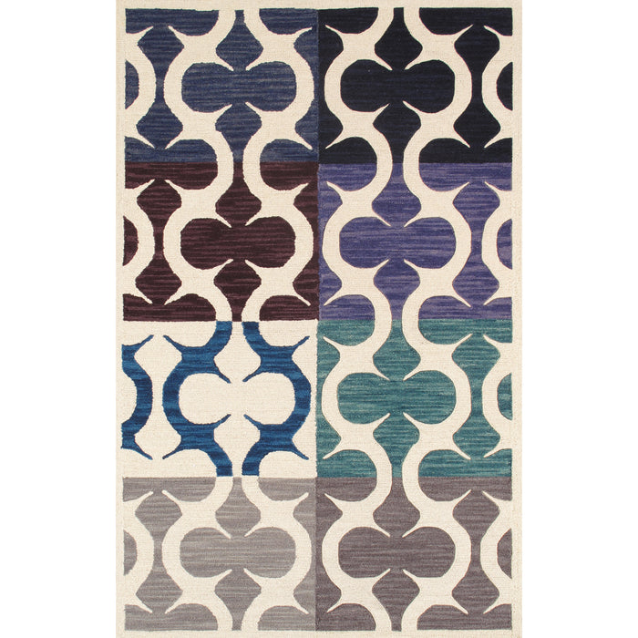 Pasargad Home Transitional Collection Hand-Tufted Lamb's Wool Area Rug- 5' 0" X 8' 0" PBW-786CHART 5X8