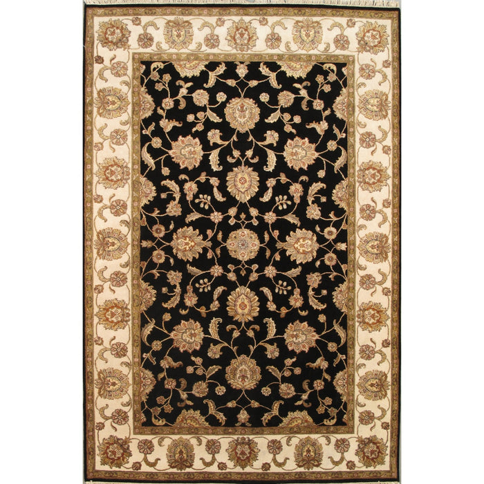 Pasargad Home Agra Collection Hand-Knotted Silk & Wool Area Rug- 6' 2" X 9' 3" PDDE-21 6X9