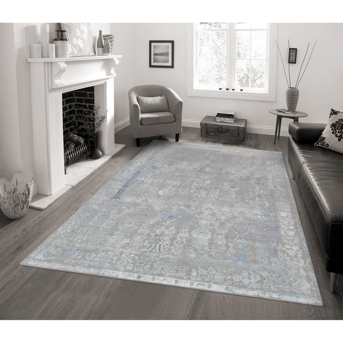 Pasargad Home Transitional Collection Hand-Knotted Silk & Wool Area Rug- 8' 1" X 10' 0" PF-10GB 8X10