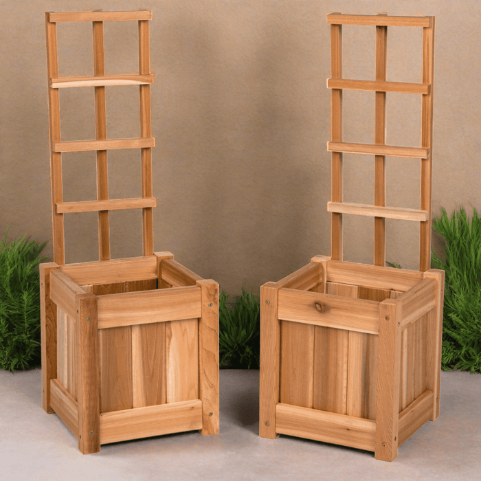 cedar planter with trellis Set of 2 Planter Box with Trellis