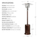 Umbrella Outdoor Propane Patio Heater, Bronze