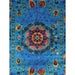 Pasargad Home Azerbaijan Collection Hand-Knotted Sari Silk Area Rug- 5' 5" X 8' 1", Blue PSLK-24 5X8