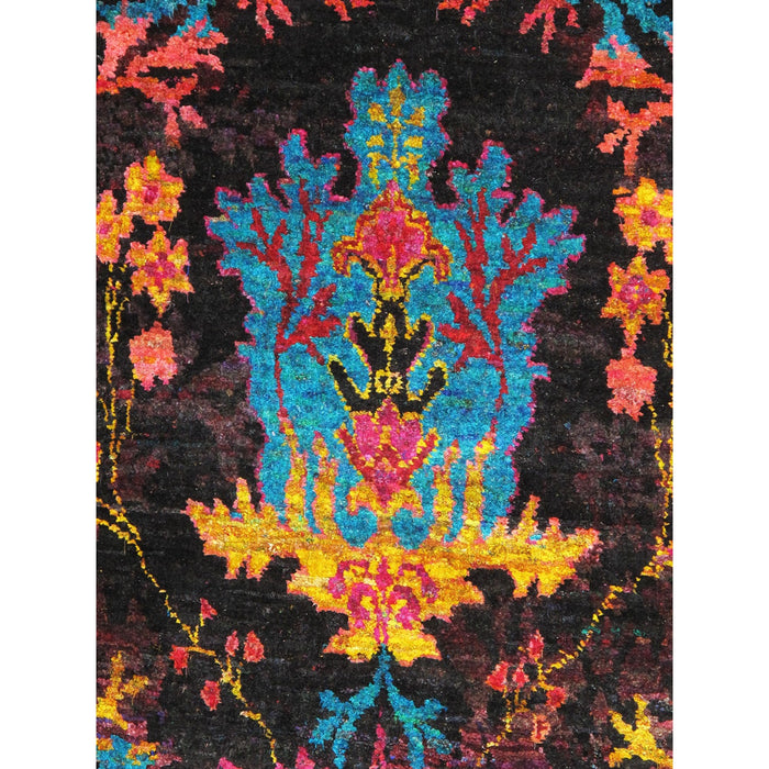 Pasargad Home Ikat Collection Hand-Knotted Sari Silk Area Rug- 6' 7" X 7' 11" PSLK-27 7X8