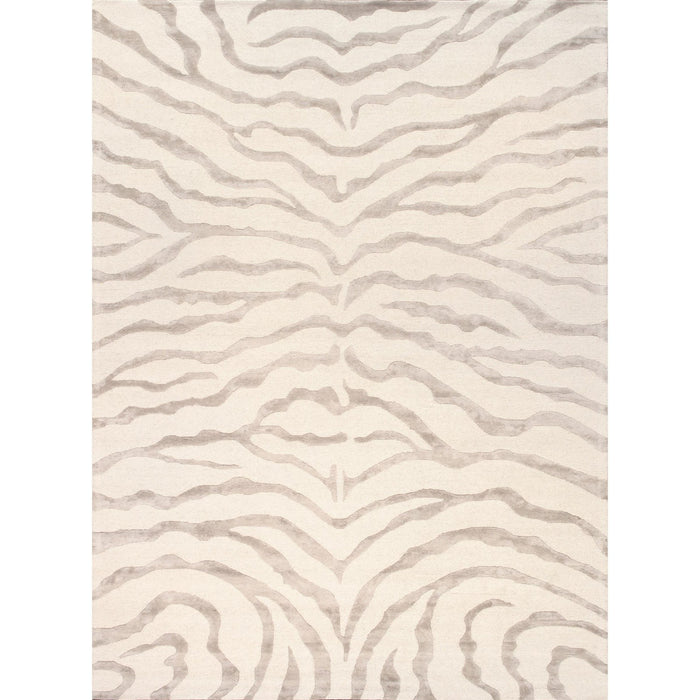 Pasargad Home Edgy Collection Tufted Bamboo Silk & Wool Area Rug- 6' 0" X 9' 0" , Ivory/Silver pvcsk-03 6x9