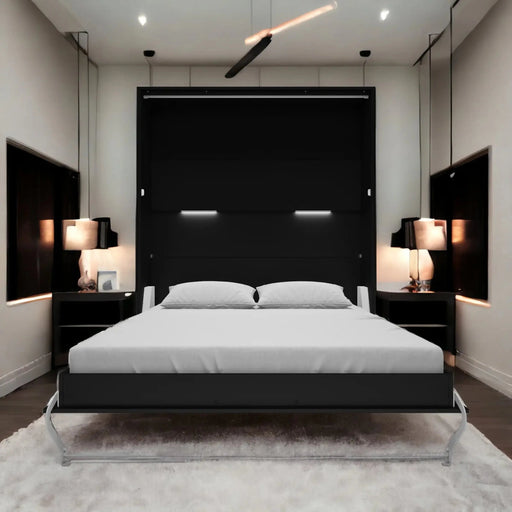 Maxima House Black Vertical European Queen size Murphy Bed Invento with mattress