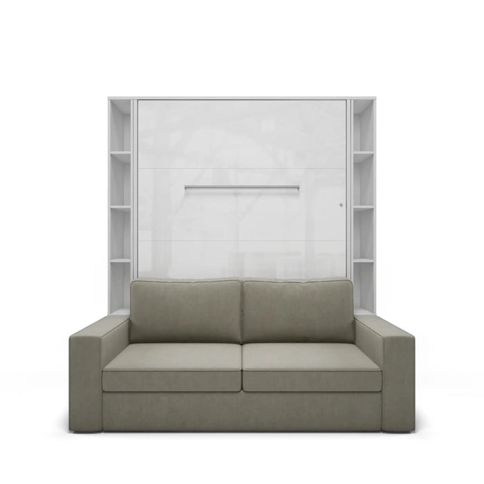 Maxima House Murphy Bed Invento Vertical European FULL size with a Sofa and two Bookcases