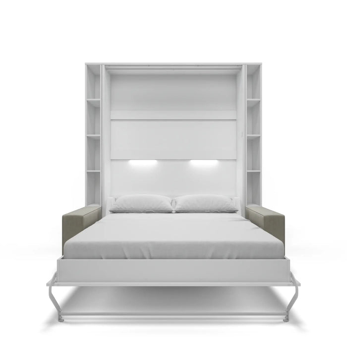 Maxima House Murphy Bed Invento Vertical European FULL size with a Sofa and two Bookcases